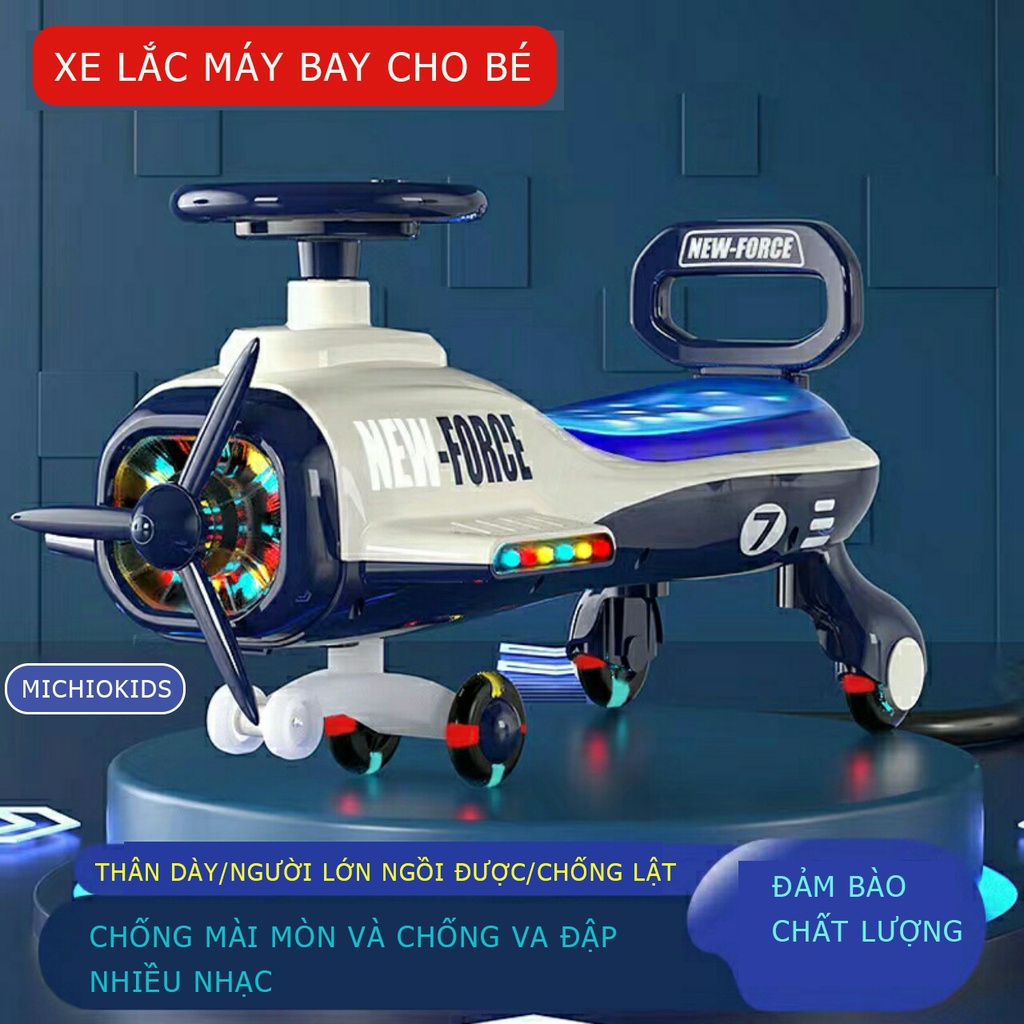 Xe lắc cho bé mẫu mới Máy Bay, chòi chân có nhạc và đèn từ 1-6 tuổi