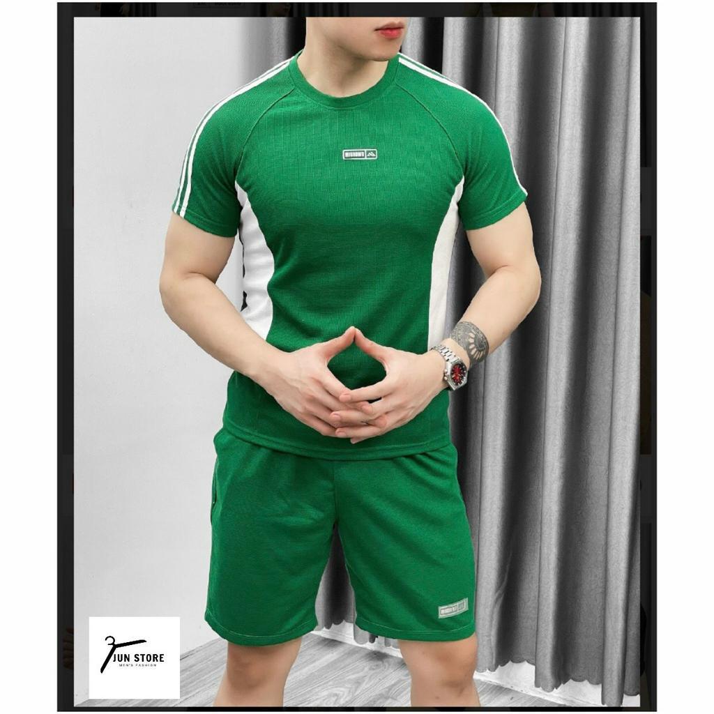 Bộ quần áo thể thao nam cổ tròn phong cách cao cấp năng động mùa hè