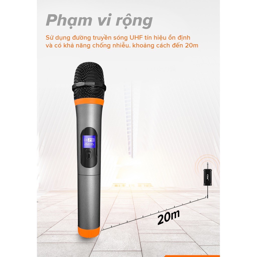 Micro Không Dây COK ST-304 [1 đầu thu tương thích 2 micro, phù hợp mọi loa kéo & amply có cổng Mic 6.5] BH 6 tháng