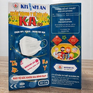 Khẩu trang y tế 4D Khánh An KA99 ngăn vi khuẩn 99% ôm sát khuôn mặt không lem son và rất dễ thở Hộp 30 cái