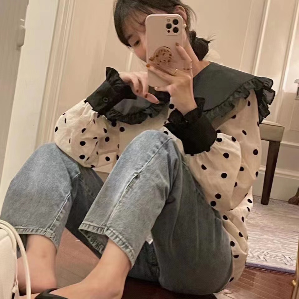 Hàng Mới Về Áo Sơ Mi Dài Tay Dáng Rộng Phong Cách Hàn Quốc Baju Wanita Lengan Panjang Hàng Mới Dành Cho Bạn Nữ
