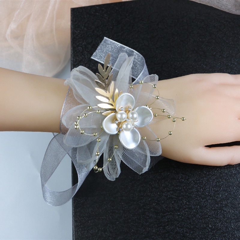 [Aishang Beautiful] Vòng Tay Hoa Vải Lưới Đính Hạt Ngọc Trai Hình Xương Cánh Bướm Phong Cách Mori Hàn Quốc Cho Phù Dâu Đám Cưới Cô Dâu Phù Dâu