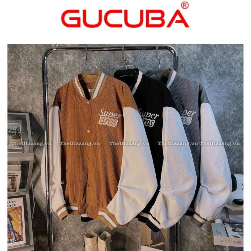 Áo khoác nhung bomber Unisex logo thêu Bros GUCUBA AK05