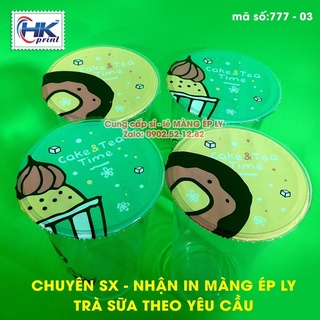 Cuộn màng ép ly trà sữa cake & tea mau xanh 2.400ly d777