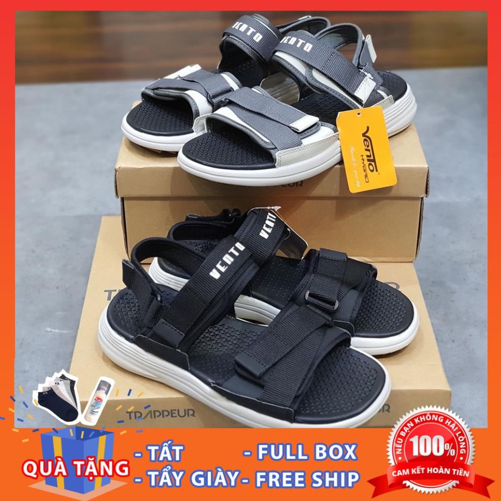 Sandal VENTO nam SD-NB57 Đen, Ghi - sandal quai dán, cá tính, đế bằng chống trơn trượt "": ' !!