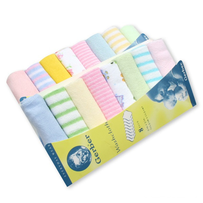 Set 8 Khăn Tay Cotton Hình Vuông Nhỏ Tiện Dụng Cho Bé