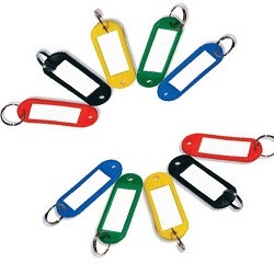 Móc treo chìa khóa có thẻ giấy note ghi chú bọc khung nhựa đánh dấu số vali túi xách key tag