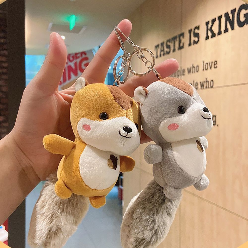 Móc khóa hình sóc nhồi bông dễ thương nhiều màu sắc