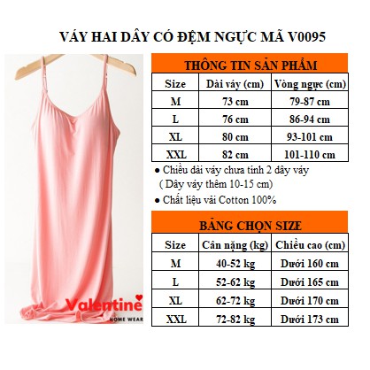 Váy đầm hai dây có đệm ngực vải Modal (gỗ Sồi) mềm mại co giãn mặc mát lạnh mã VAV0095 | BigBuy360 - bigbuy360.vn
