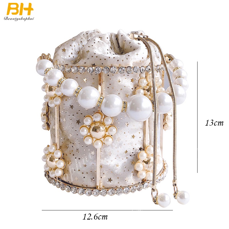 Túi Xách Nữ Đeo Chéo Đính Ngọc Trai Thời Trang