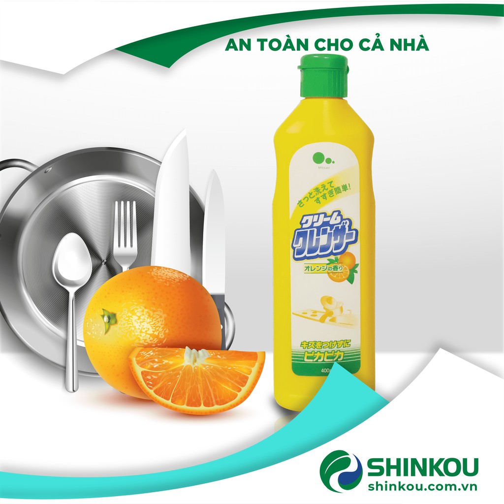 Kem Tẩy Xoong Nồi Đa Năng Hương Cam 400ml/chai ( Tẩy Sạch Bóng Sáng Dao, Nồi Sành Sứ, Thủy Tinh...)