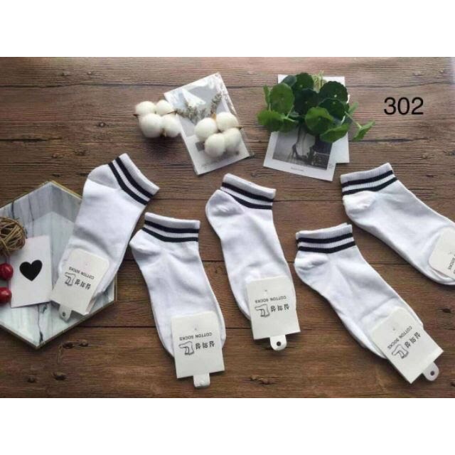 Tất nữ cổ ngắn thể thao kẻ sọc thời trang cao cấp UNISEX cute hàn quốc TATNU01