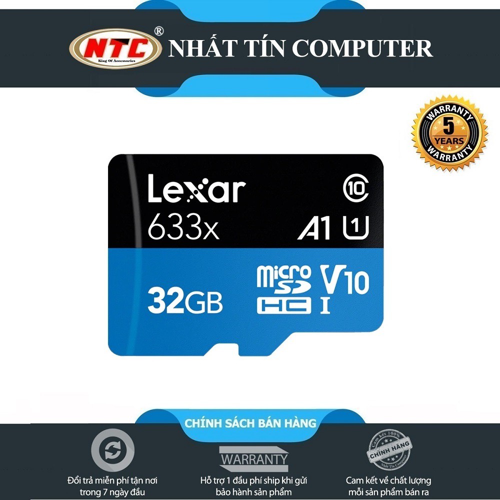 Thẻ nhớ MicroSDHC Lexar 32GB 633x A1 V10 U1 95MB/s - Full box (Xanh)