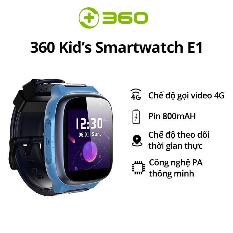 Đồng hồ gắn sim thông minh trẻ em thế hệ mới Qihoo 360 E1 Kid Smartwatch chức năng Định vị, Gọi điện, Nhắn tin