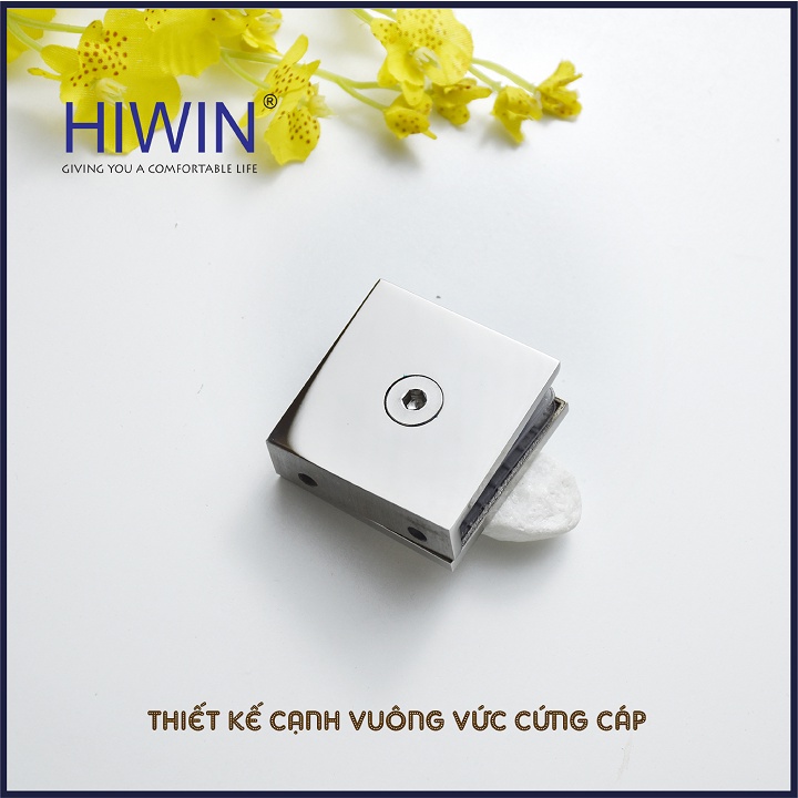 Kẹp chân kính 0 độ cabin tắm cạnh thẳng chất liệu inox 304 mặt gương HIWIN FC-2030