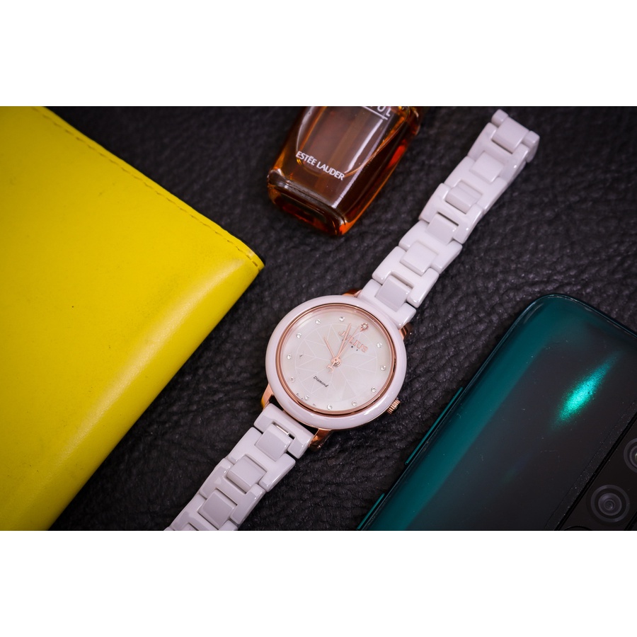 Đồng Hồ Nữ JS-062A Julius Star đá Ceramic Trắng