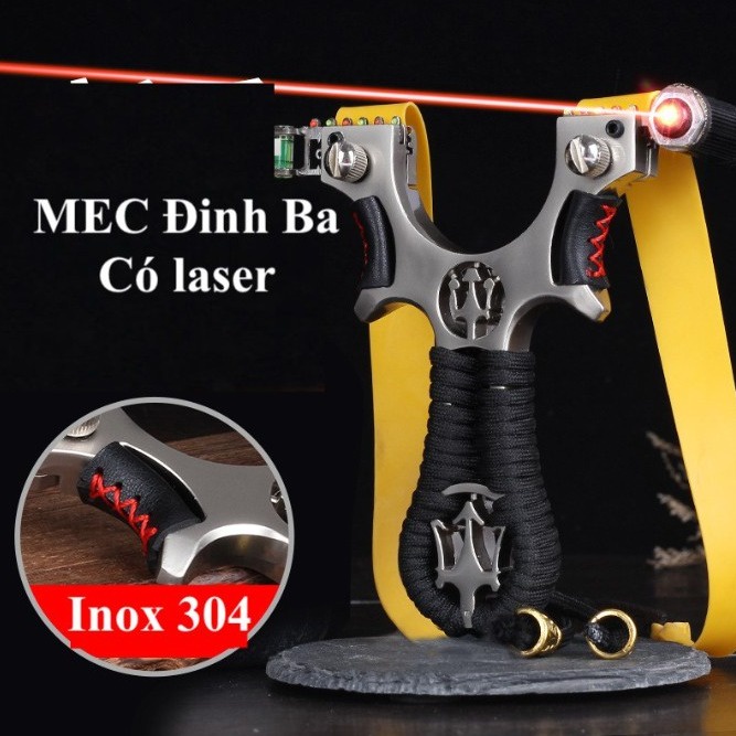 Ná cao su vương miện làm bằng INOX tặng kèm 3 dây thun 2 lớp, kèm tia laze định hướng - Ná Cao Su Giá Rẻ - Chạng Ná