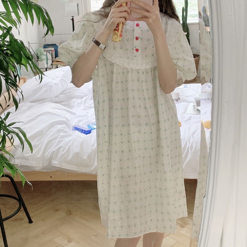 Đồ ngủ Tay Ngắn Màu Sắc Tươi Tắn In Họa Tiết Hoa Phong Cách Hàn Quốc Cho Nữ