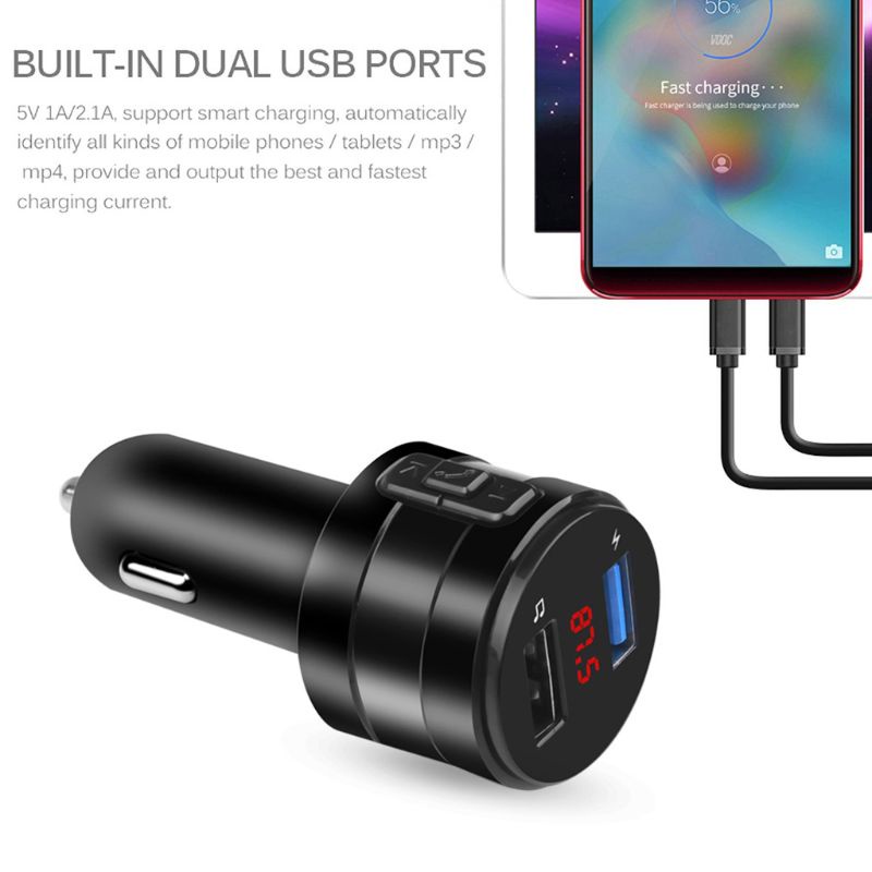 Tẩu Sạc USB Kép Kết Nối Bluetooth Cho Điện Thoại / Máy Tính Bảng GPS