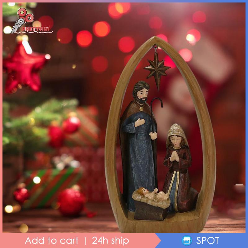 [Prettyia1] Mô Hình Giáng Sinh Bằng Nhựa Resin Thủ Công Kích Thước 24.5x16x5.2CM