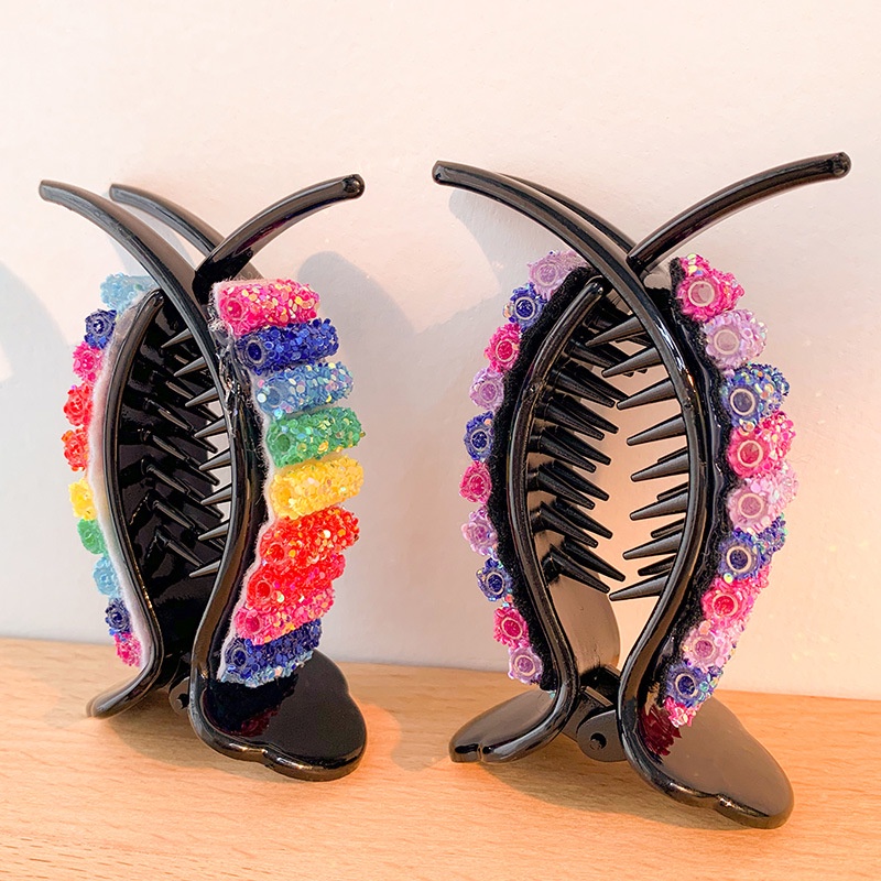 Kẹp Tóc Nhựa Màu Sắc Cầu Vồng Phong Cách Hàn Quốc Xinh Xắn Cho Nữ