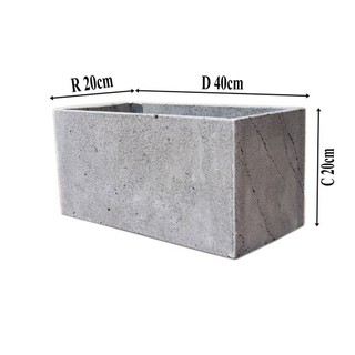 Chậu trồng cây ban công đẹp bền vĩnh viễn hình chữ nhật 20x20xD40cm bằng đá tổ ong tự nhiên