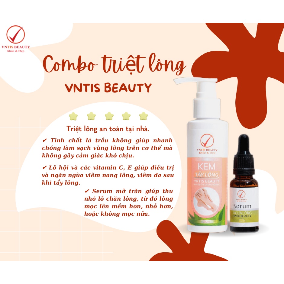 Kem triệt lông VNTIS BEAUTY chính hãng từ họat chất thiên nhiên tẩy lông, triệt lông đơn giản và an toàn tại nhà