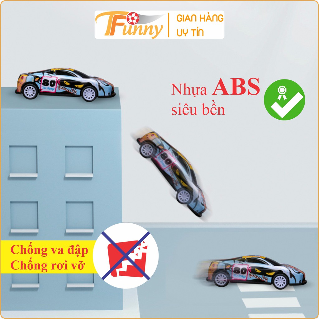 Bộ 3 Ô Tô Chạy Cót Cao Cấp, Ô Tô Mini Đồ Chơi Cho Bé, T Funny, Nhựa ABS Chống Va Đập Cực Bền, An Toàn