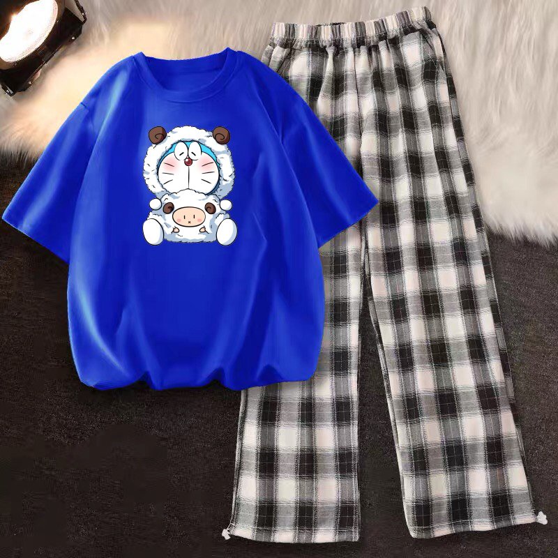 SÉT DORAEMOM MẶC ÁO CỪU KÈM QUẦN KẺ