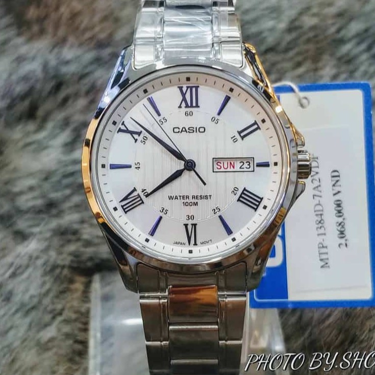 Đồng hồ Casio nam dây kim loại chính hãng Anh Khuê MTP-1384D-7A2VDF