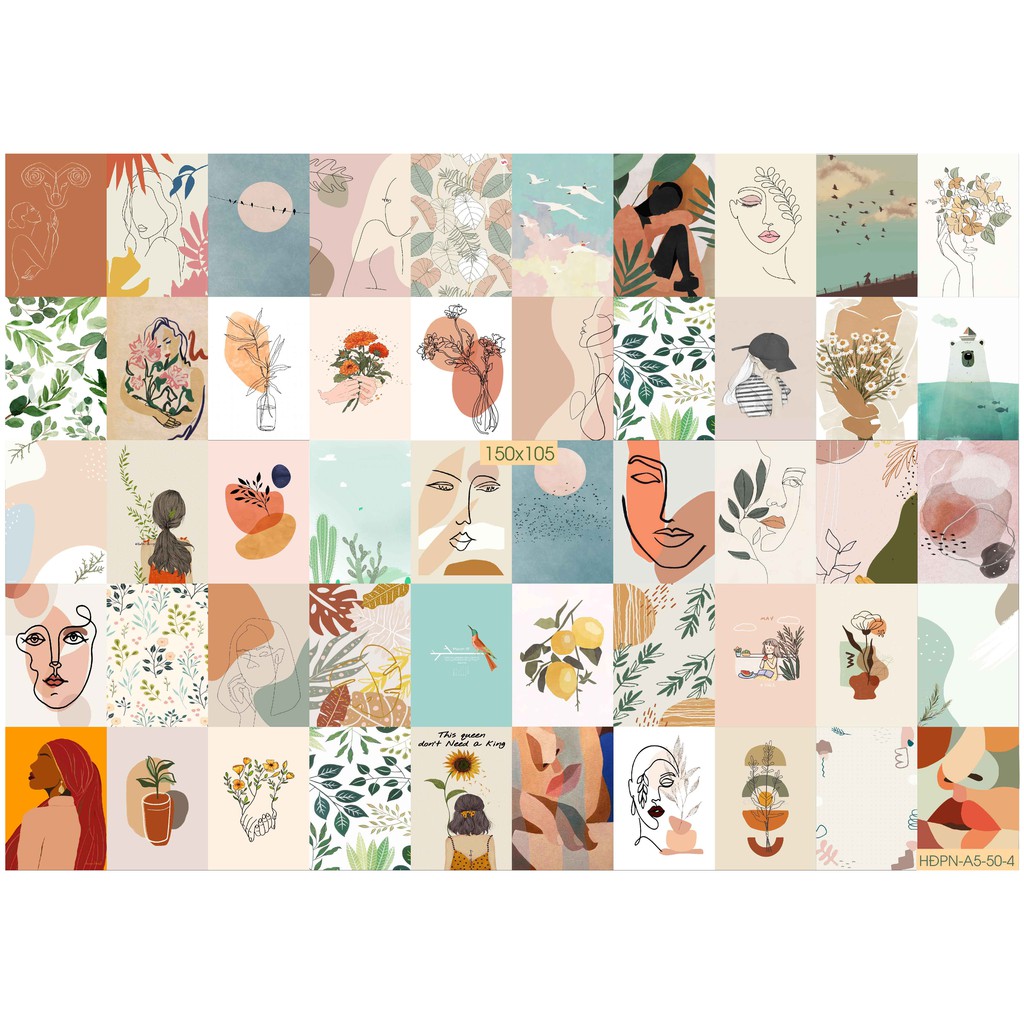 Combo set 50 tờ Decal Decor phòng ngủ theo phong cách Châu Âu