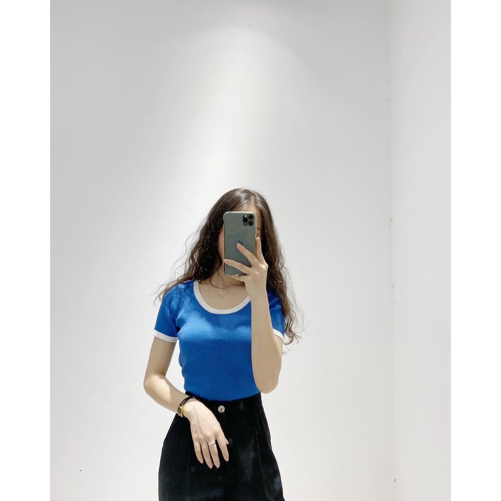 (FREESHIP) Áo thun len mỏng viền cổ Miho house
