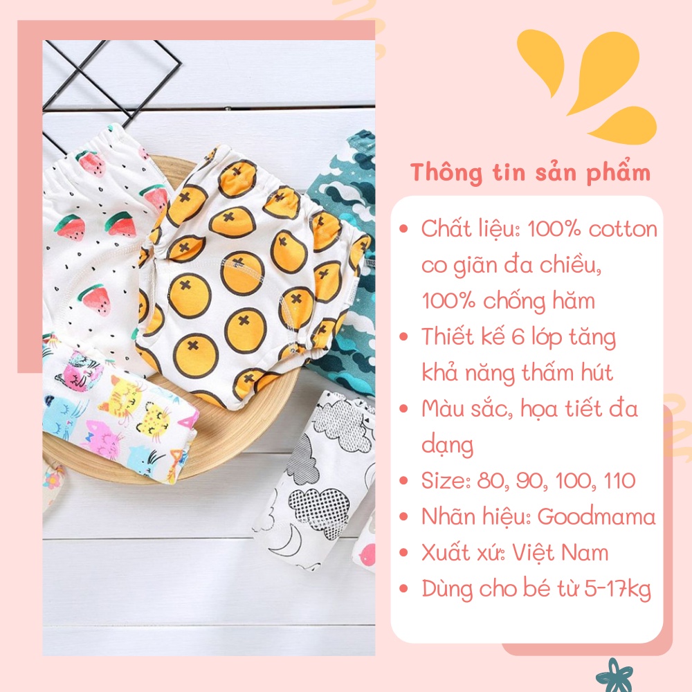 Quần tập bỏ bỉm Goodmama 6 lớp thấm hút size 80/90/100/110 cho bé ( từ 5-17kg)