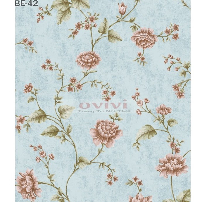 Giấy dán tường vintage hoa dây, hoa hồng nổi kim tuyến sang trọng dày đẹp dán keo sữa