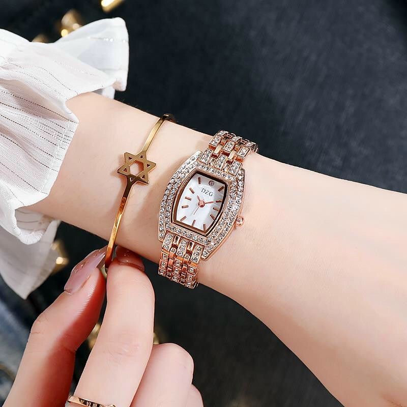 Đồng hồ thời trang nữ DZG D2 đính đá s12 dây kim loại siêu đẹp vvz2xa