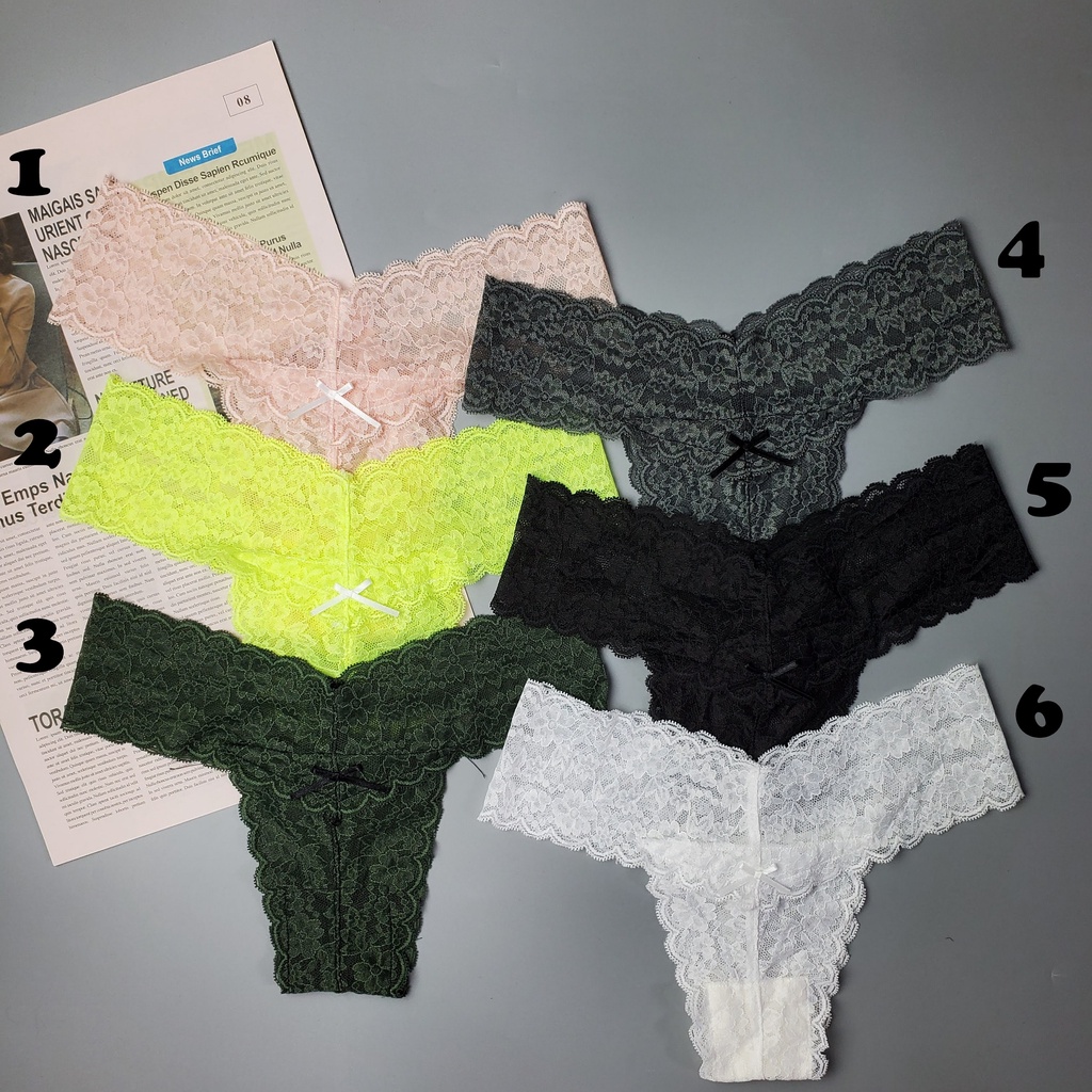 Quần lót ren lọt khe sexy mẫu chữ T gợi cảm 6 màu hoa mai NHÀ SÒ Panties QL35