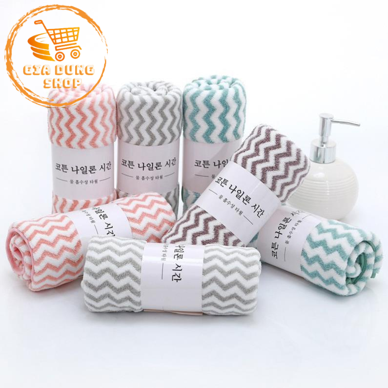 Khăn Mặt Lông Cừu Kích Thước 50x30cm Hàn Quốc (Có Dòng Kẻ)