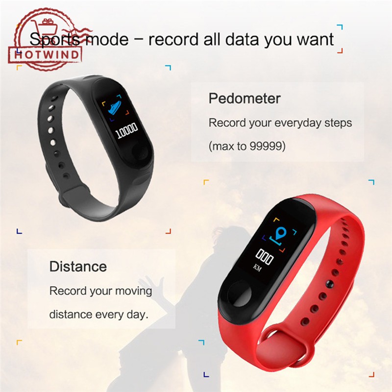 Vòng đeo tay thông minh HW M3 theo dõi vận động màn hình 0.96&quot; TFT thời trang