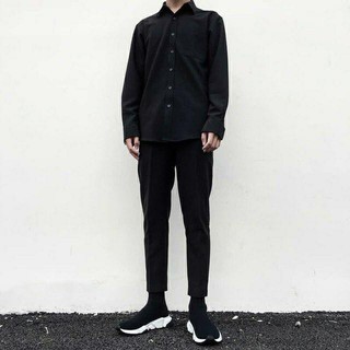 Áo SOMI Đen TRƠN DÀI TAY BASIC Nam Nữ Unisex - SML