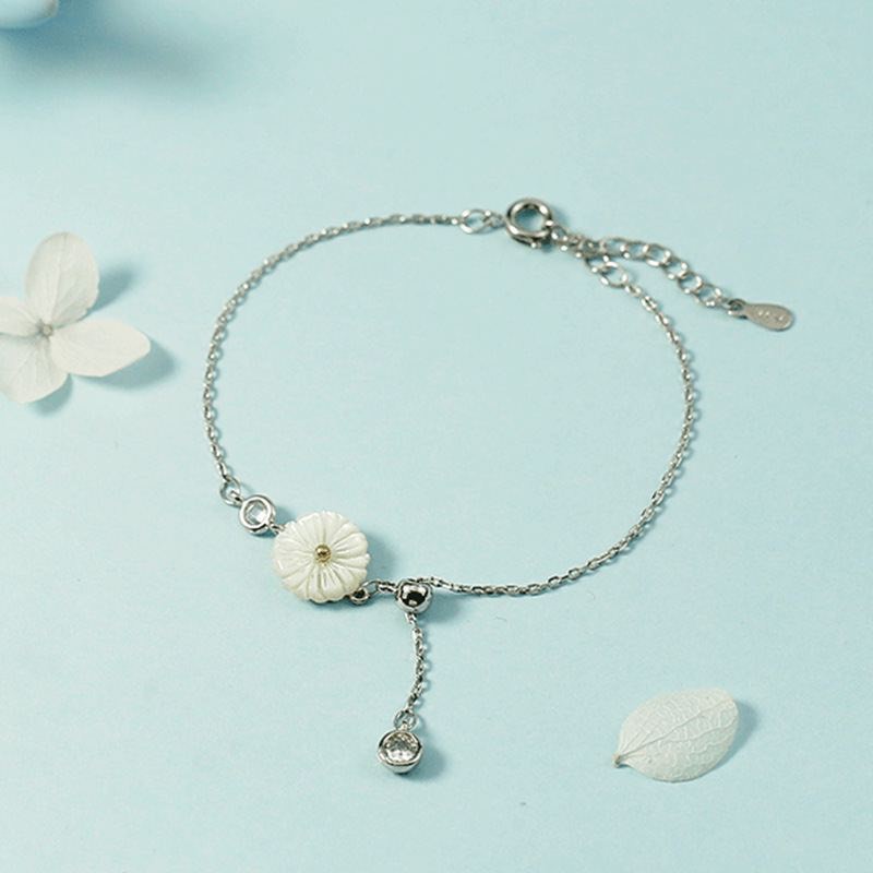 Lắc tay bạc 925 Cúc hoạ mi nhỏ nhắn dễ thương đáng yêu thanh lịch tiểu thư Dế Bạc - LT4543