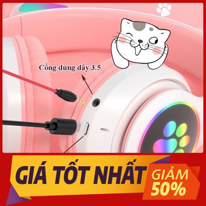 Tai Nghe Mèo Bluetooth Headphone Tai Mèo Dễ Thương Có Mic Âm Bass Mạnh Mẽ Và Dung Lượng Pin Khủng 400mAh | BigBuy360 - bigbuy360.vn