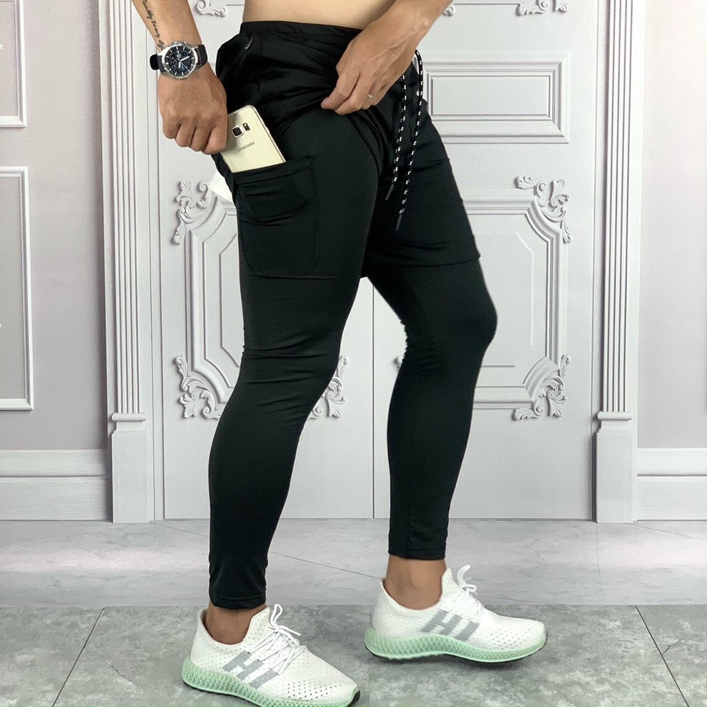 Quần tập gym nam 2 lớp dài STTK04 quần thể thao nam chạy bộ cao cấp vải mát | BigBuy360 - bigbuy360.vn