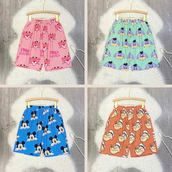 Quần short lửng cartoon quần đùi hoạt hình unisex nhiều màu sắc SIB105