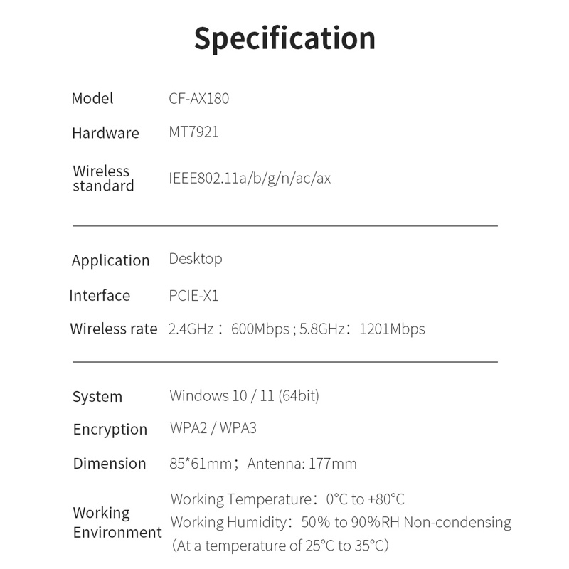 Tai Nghe Không Dây LI Wifi 6 CF- AX180 Bluetooth 5.2 Dài 1800M Băng Tần Kép