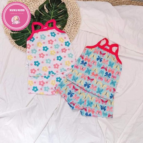 Quần áo trẻ em, Set bộ 2 dây mùa hè Xu Xu Kids cho bé gái chất cotton có lỗ thông hơi siêu mát size từ 6 đến 18kg