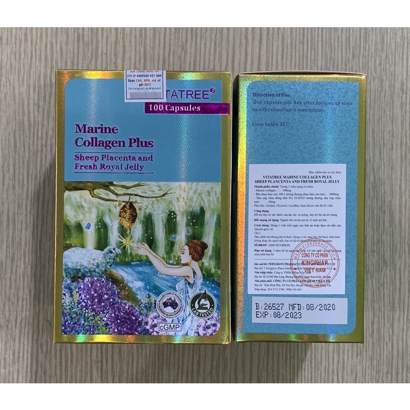 Viên uống đẹp da 3 IN 1 Vitatree MARINE COLLAGEN PLUS - Hộp 100 Viên , Nhập Khẩu ÚC- cải thiện cho làn da căng mịn