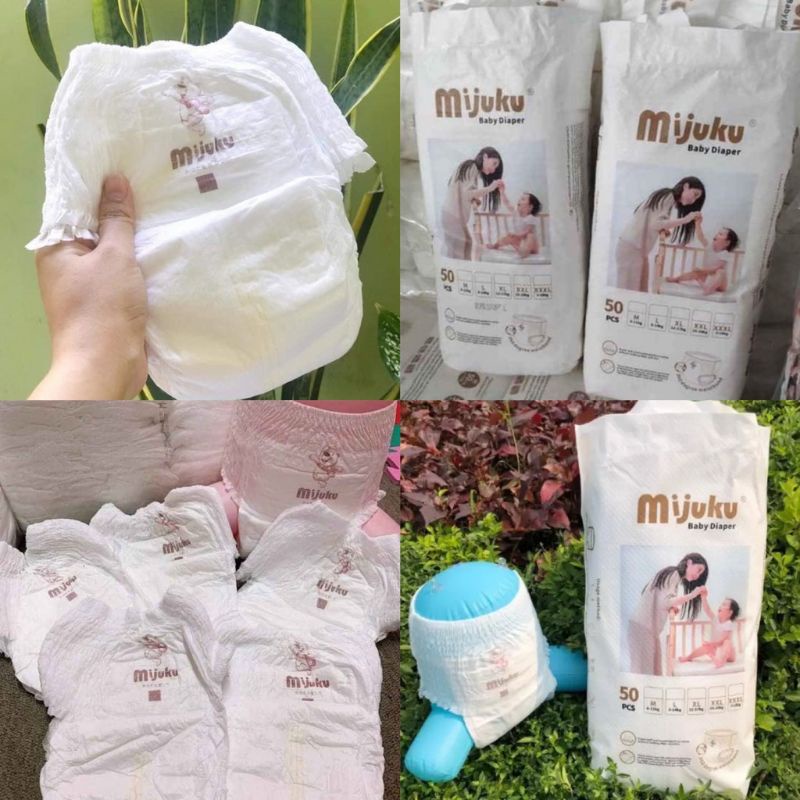 Tã/Bỉm dán/quần Mijuku xuất Nhật M50/L50/XL50/XXL50 bịch 50 miếng (SIÊU THẤM HÚT) GIẢM GIÁ SOCK