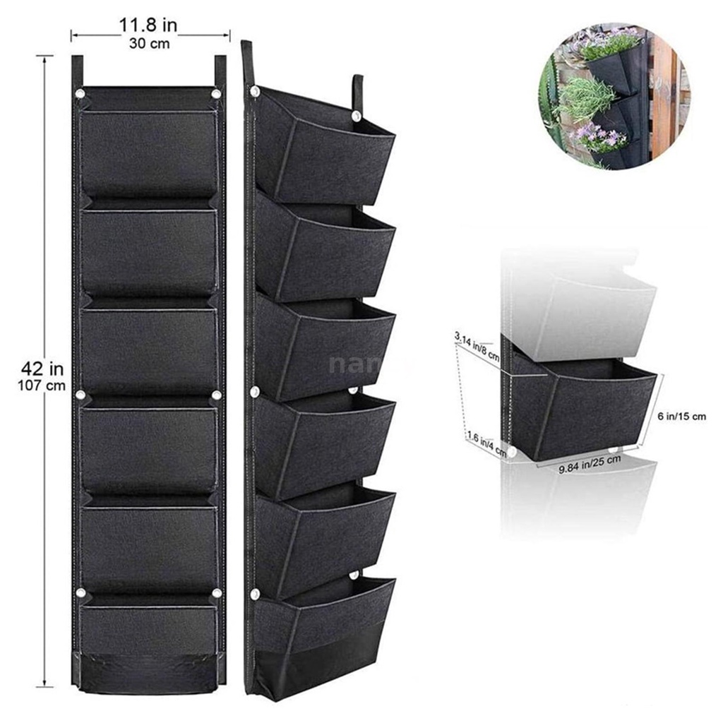 Túi Trồng Cây Treo Tường 6 Ngăn 42x12 Inch