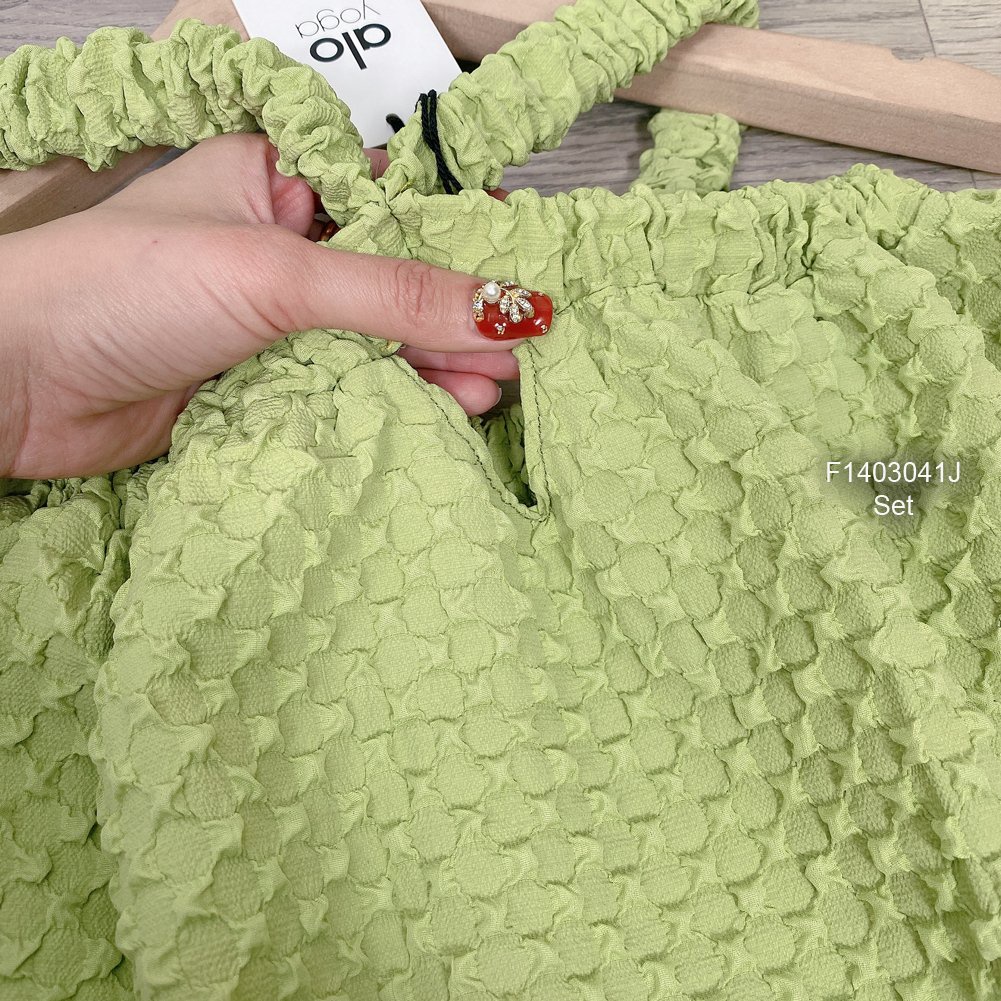 Set áo xốp xanh quần tacta hàng chuẩn trải