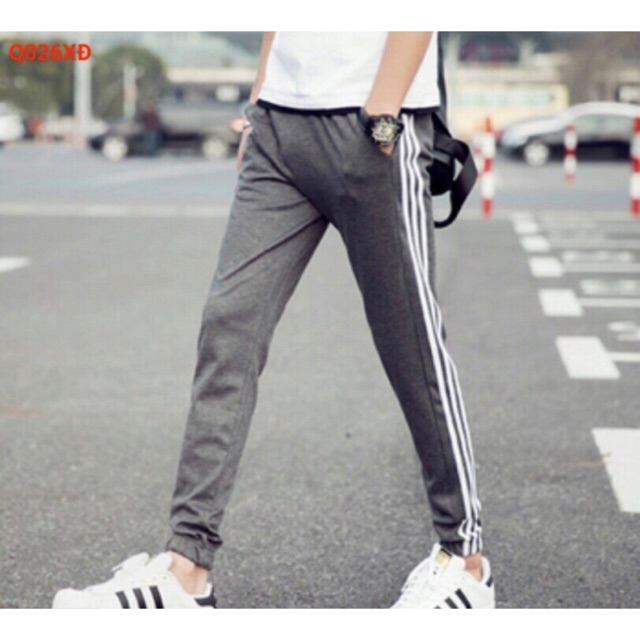 QUẦN LINE UNISEX-Quần thể thao 3 sọc bo chân,quần thể dục, quần jogger nam